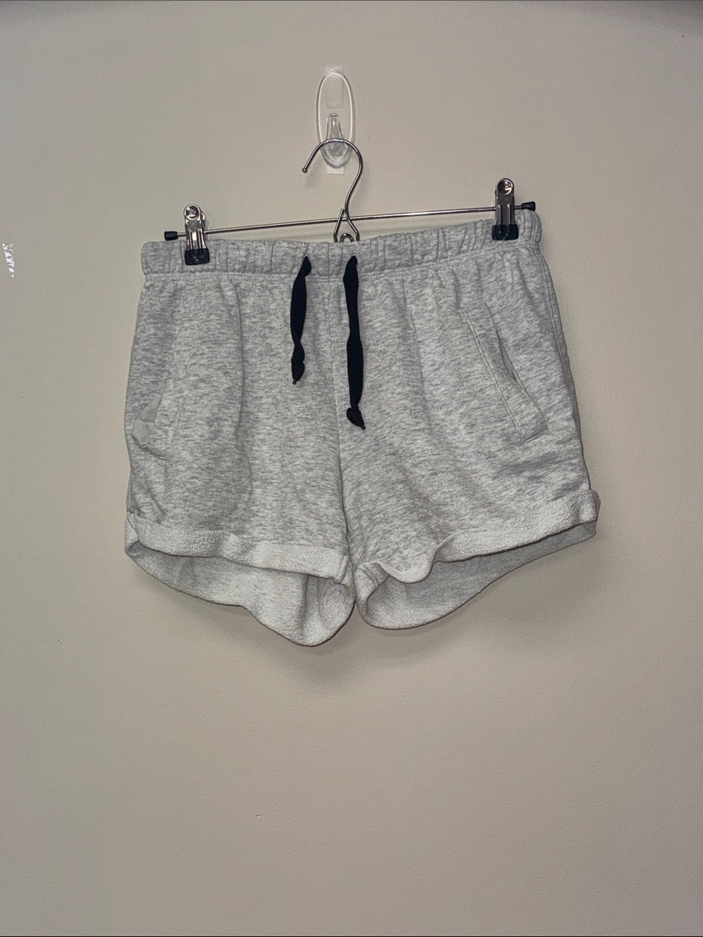 PINK Victoria's Secret Light Gray Athletic Lounge Shorts with Black Drawstring